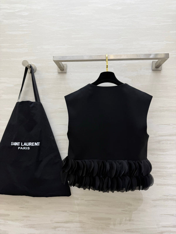 YSL 26 Petal Vest Black in Cotton 377430