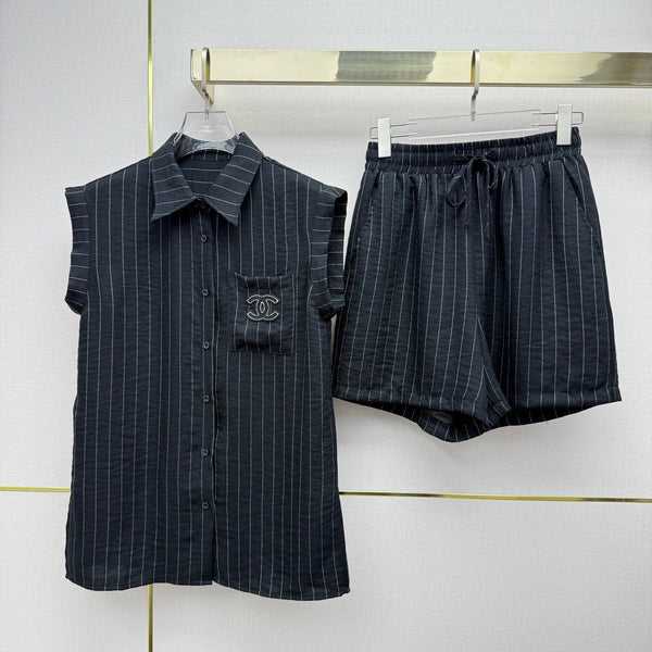 Chanel 26SS Sleeveless Shirt + Shorts Set in Polyester 375647