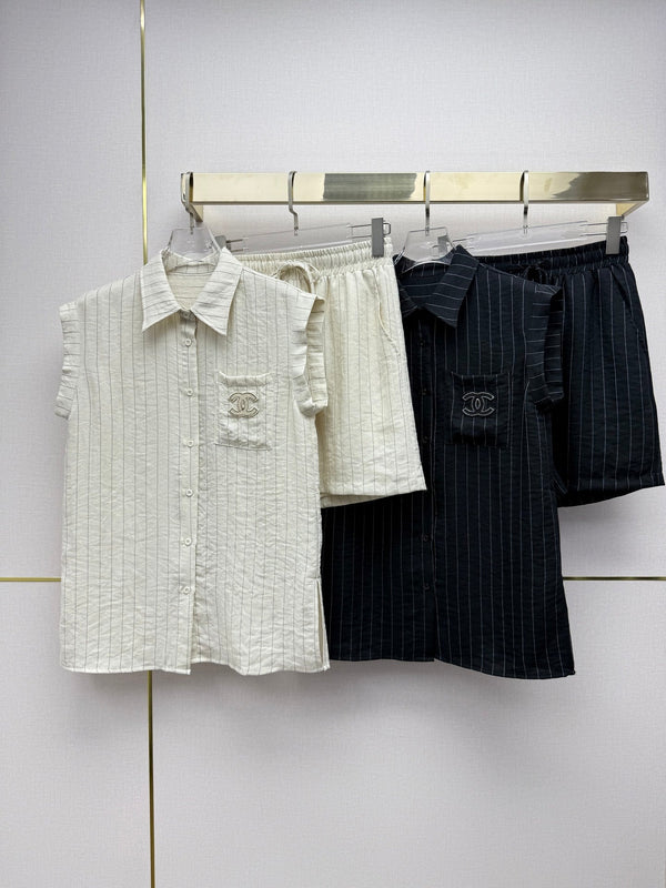Chanel 26SS Sleeveless Shirt + Shorts Set in Polyester 375647