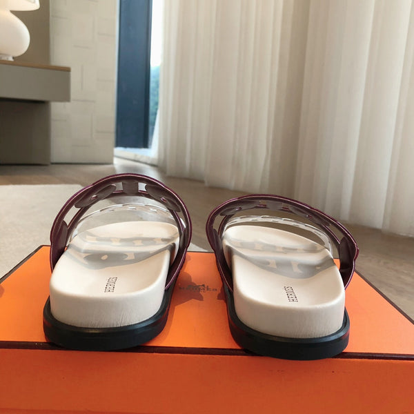 Hermès Extra Sandal Burgundy White in Cowhide 743963