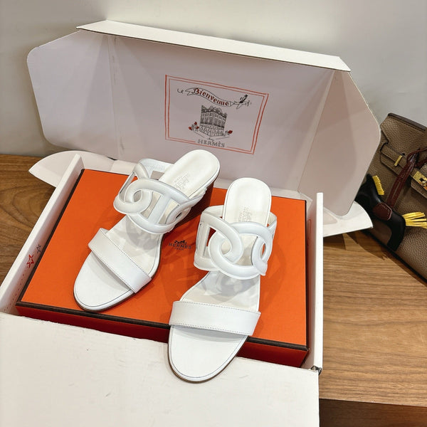 Hermès Sandal 60 White in Calfskin 743964