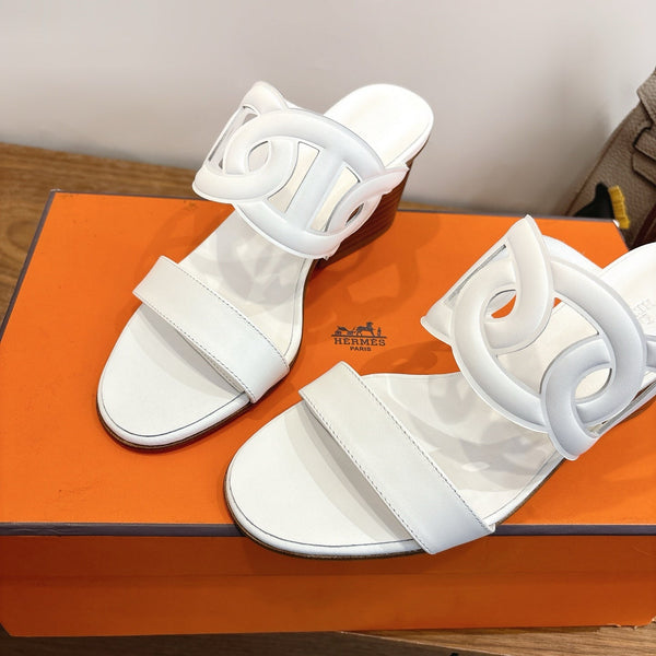 Hermès Sandal 60 White in Calfskin 743964