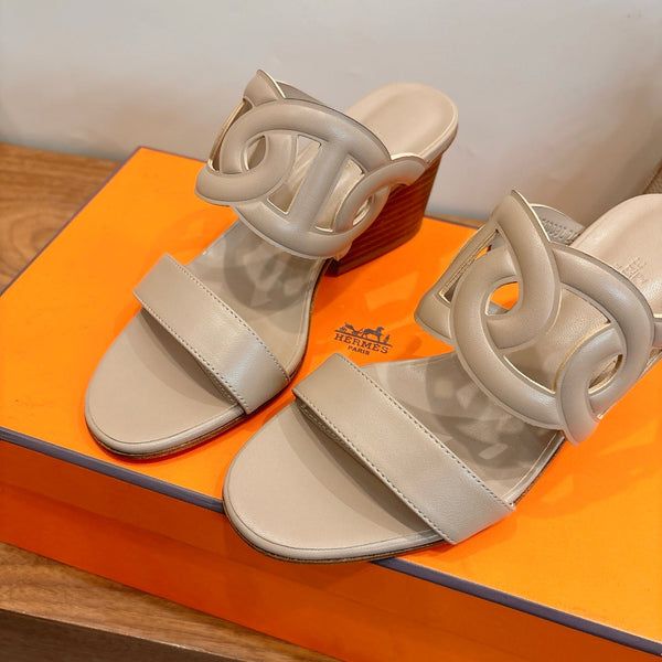 Hermès Sandal 60 Beige in Calfskin 743968
