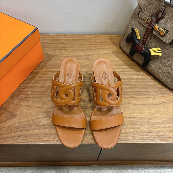 Hermès Sandal 60 Brown in Calfskin 743969