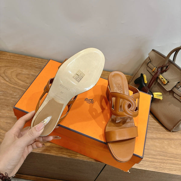 Hermès Sandal 60 Brown in Calfskin 743969