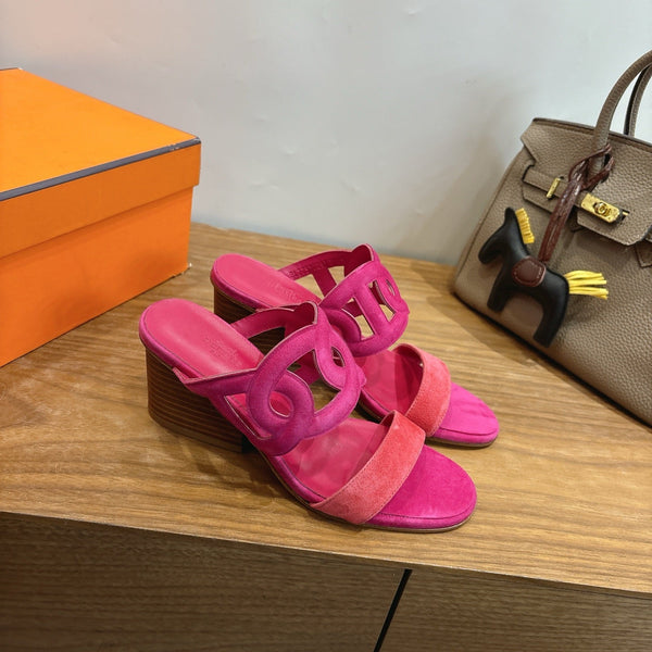 Hermès Sandal 60 Pink in Suede 743973