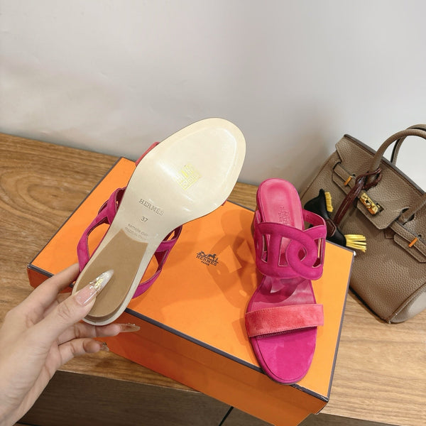 Hermès Sandal 60 Pink in Suede 743973