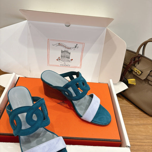 Hermès Sandal 60 Deep teal in Suede 743974