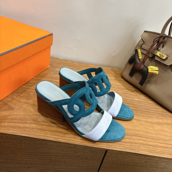 Hermès Sandal 60 Deep teal in Suede 743974