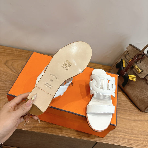 Hermès Sandal White in Calfskin 743975
