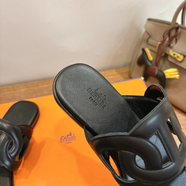 Hermès Sandal Black White in Calfskin 743978