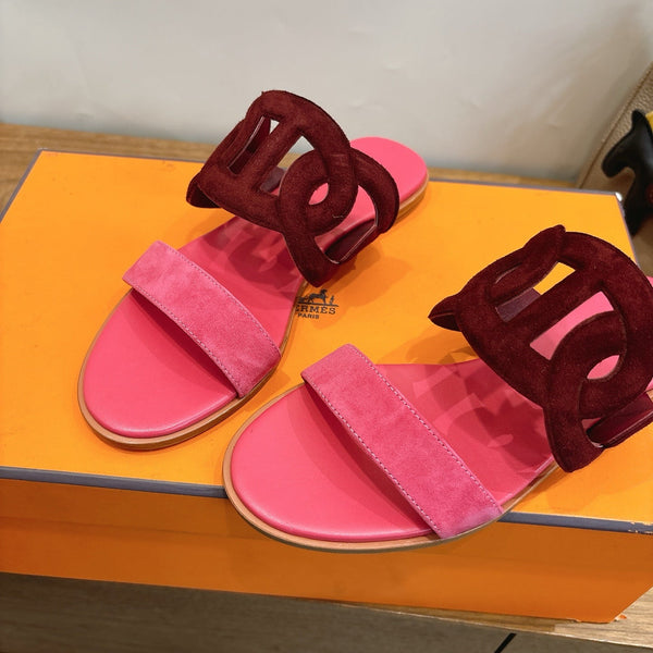 Hermès Sandal Burgundy Pink in Suede 743981