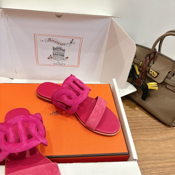 Hermès Sandal Pink in Suede 743982