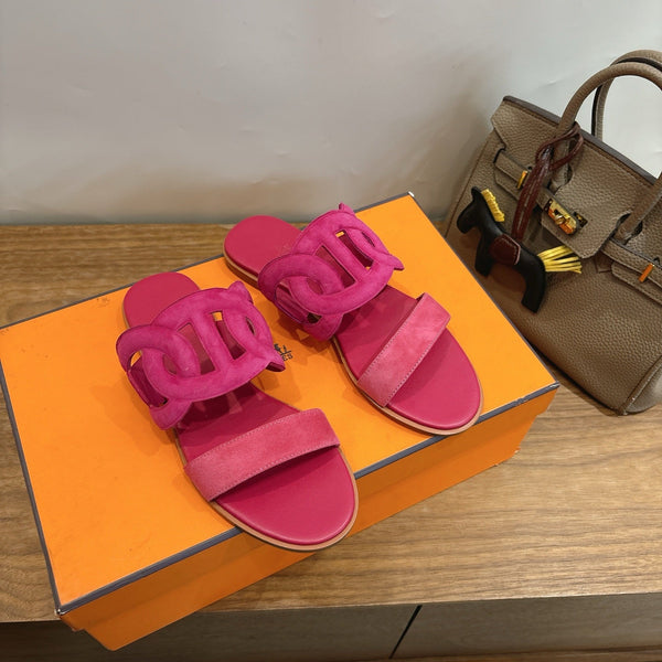 Hermès Sandal Pink in Suede 743982