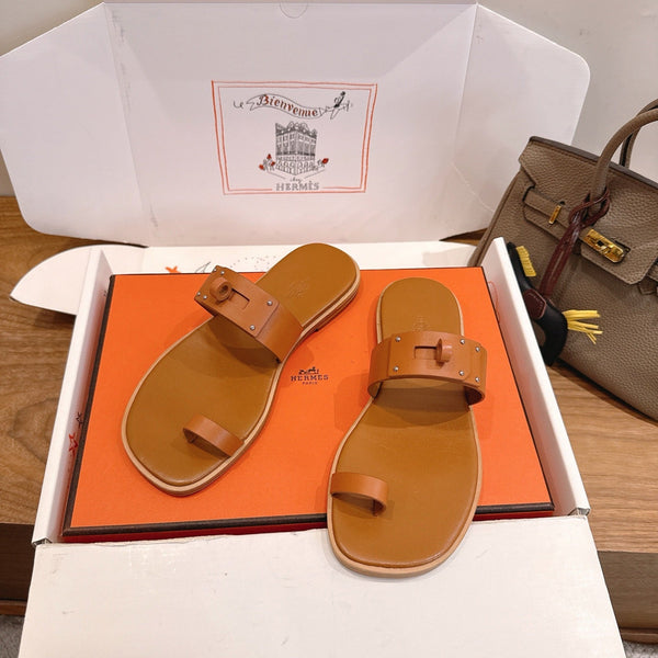 Hermes July Sandal Brown in Cowhide 744060