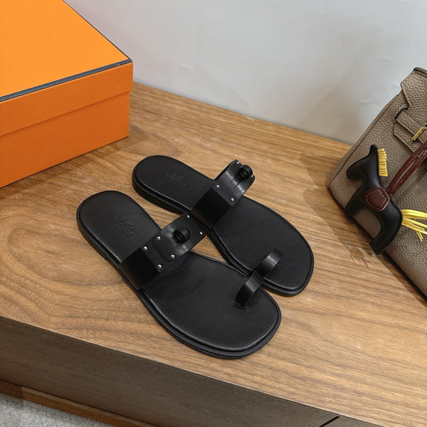 Hermes July Sandal Black in Cowhide 744062