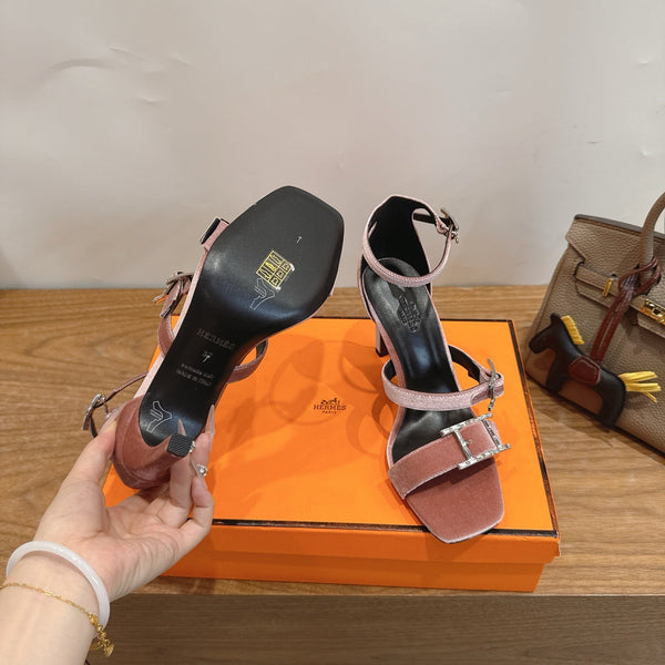 Hermès Liv Sandal 10.5 Brown in Velvet 744073