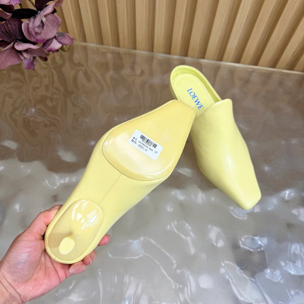 Loew Mule Slip-on Kitten Heel 45 Lemon Yellow in Sheepskin 749401