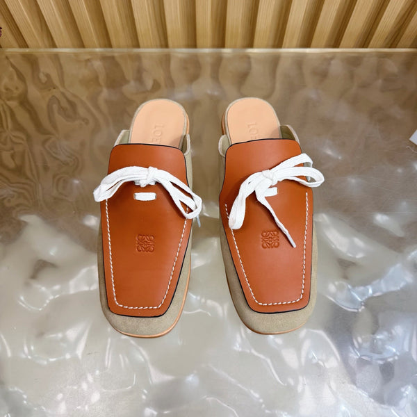 Loew Closed-Toe Slippers Beige Brown in Cowhide 749370