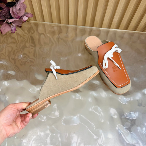 Loew Closed-Toe Slippers Beige Brown in Cowhide 749370