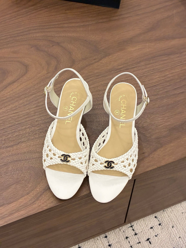 CC Ankle-strap Heeled 60 White in Woven 747970