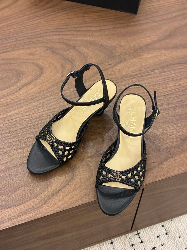 CC Ankle-strap Heeled 60 Black in Woven 747968