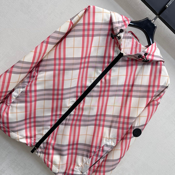 BBR Hooded Check Jacket Pink in Polyester 378873