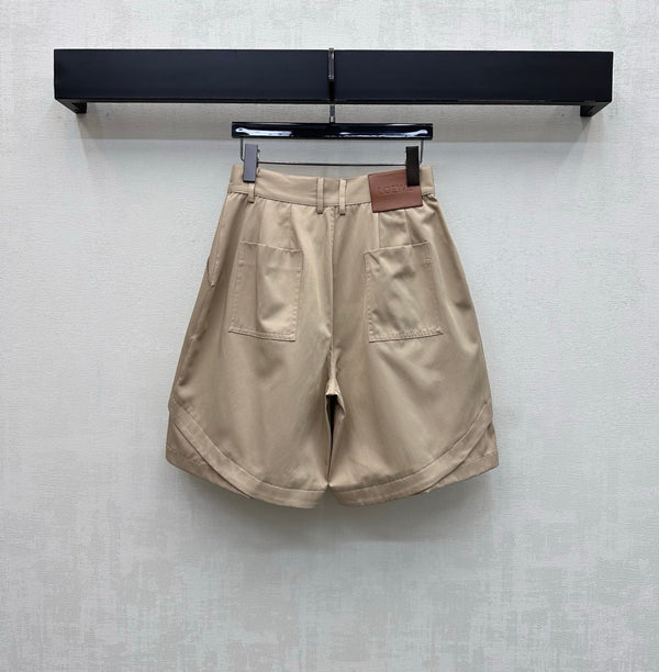 Loew 26 Khaki Wide-Leg Shorts in Cotton 378630