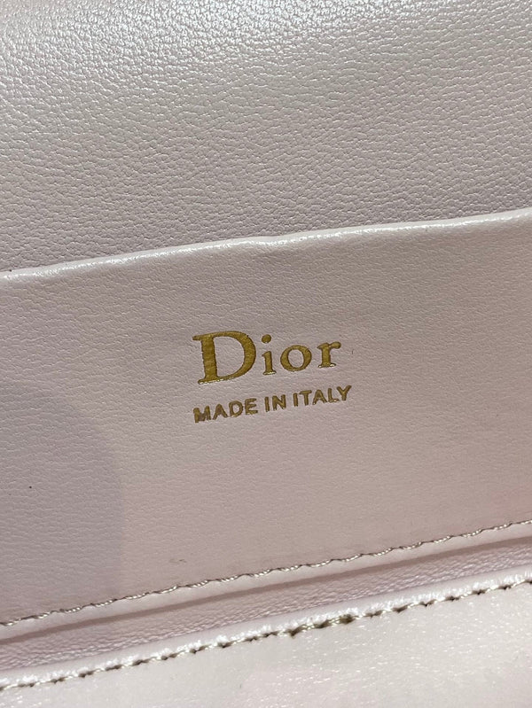 CD Bow-embellished Cosmetic Bag 17.5 Pink in Lambskin 286422