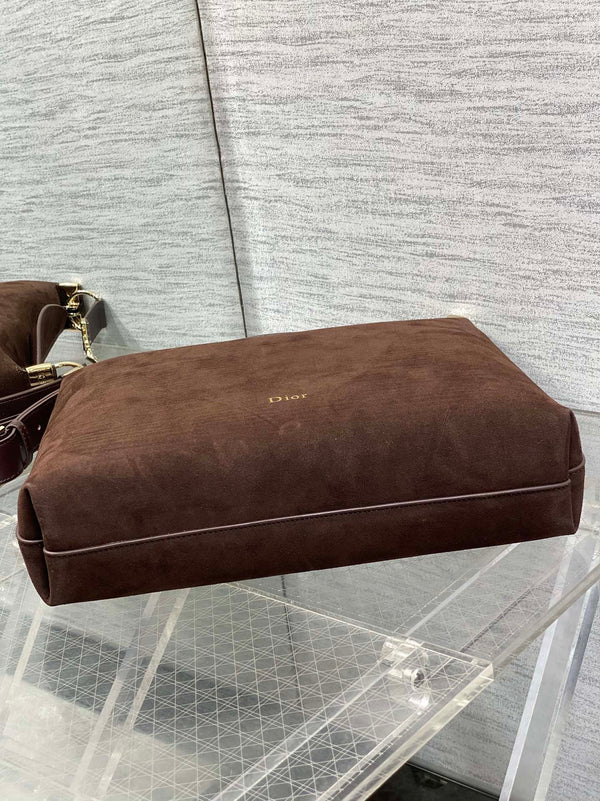CD Diorly Bag 31.5cm Dark Brown in Nubuck Leather 286588