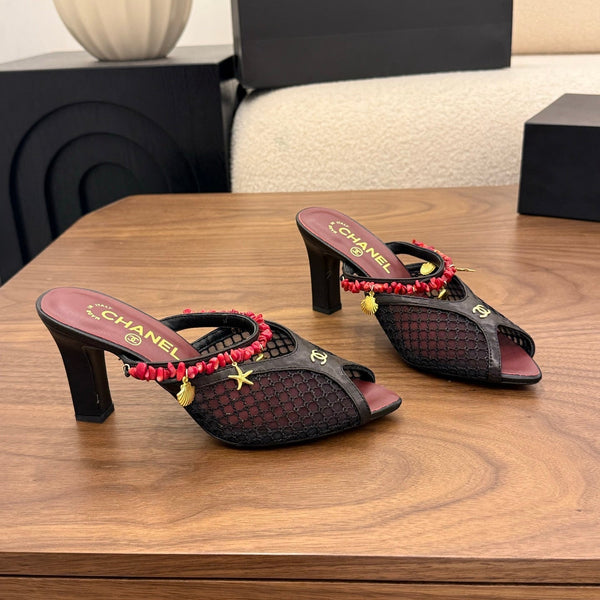 CC 26 Coco Beach Mules 80mm Black in Mesh 757984