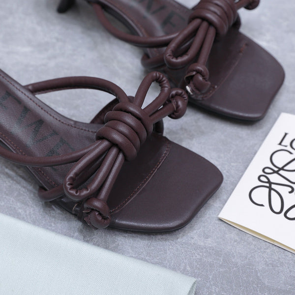 Loew 26 Knot Sandals 45mm Chocolate in Lambskin 759440