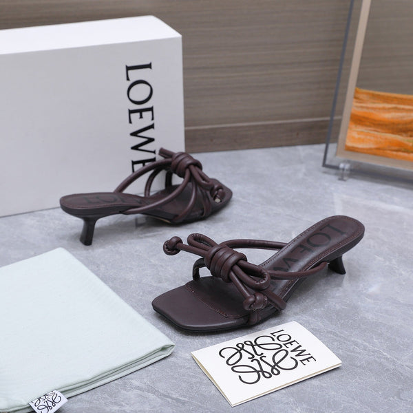 Loew 26 Knot Sandals 45mm Chocolate in Lambskin 759440