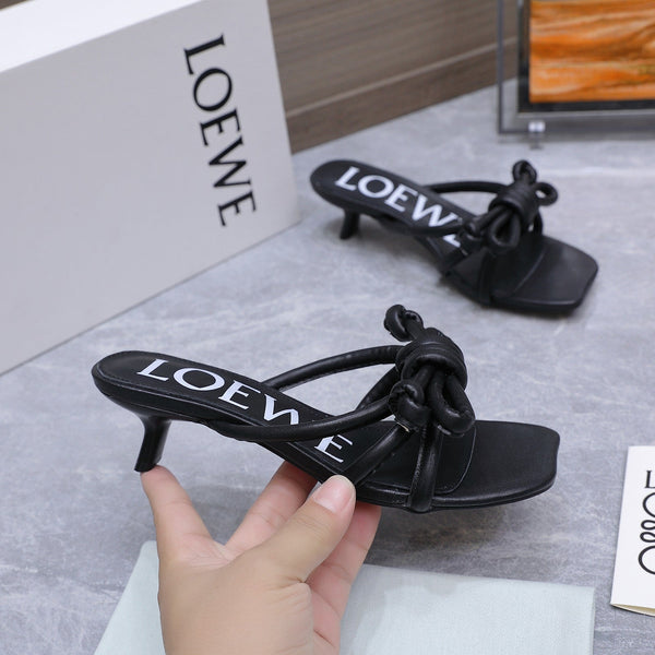 Loew 26 Knot Sandals 45mm Black in Lambskin 759441