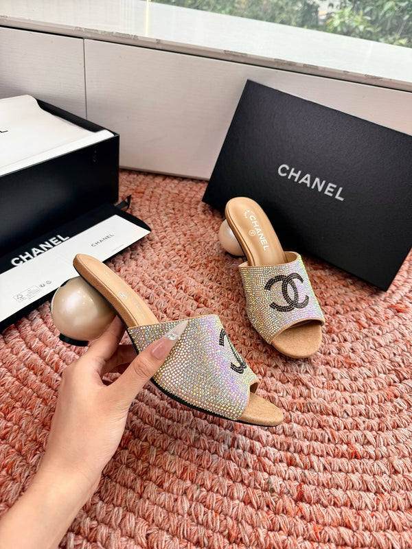 CD 26SS Pearl Heel 70mm Bow Sandals Gold in Cowhide 760559