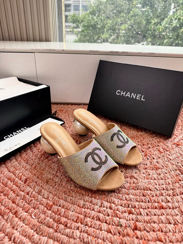 CD 26SS Pearl Heel 70mm Bow Sandals Gold in Cowhide 760559