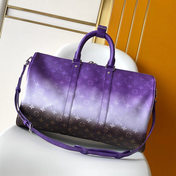 LV Keepall 45 Travel Bag Purple Gradient in Monogram coated Canvas 287223