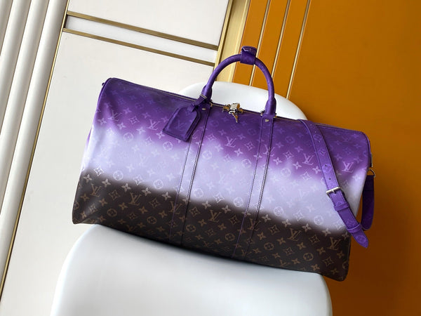 LV Keepall 55 Travel Bag Purple Gradient in Monogram coated Canvas 287221