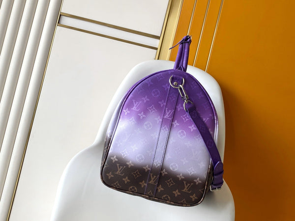 LV Keepall 55 Travel Bag Purple Gradient in Monogram coated Canvas 287221