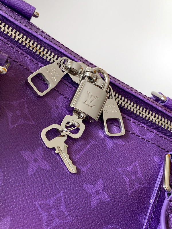 LV Keepall 55 Travel Bag Purple Gradient in Monogram coated Canvas 287221