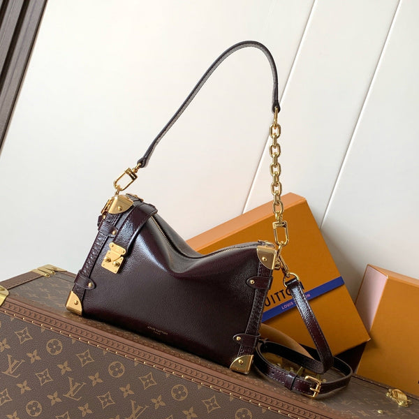 LV Side Trunk Bag 23.5cm Dark Brown in Cowhide 287097