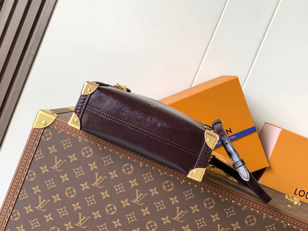 LV Side Trunk Bag 23.5cm Dark Brown in Cowhide 287097