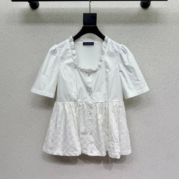 LV Short-sleeved Top White in Cotton 382445