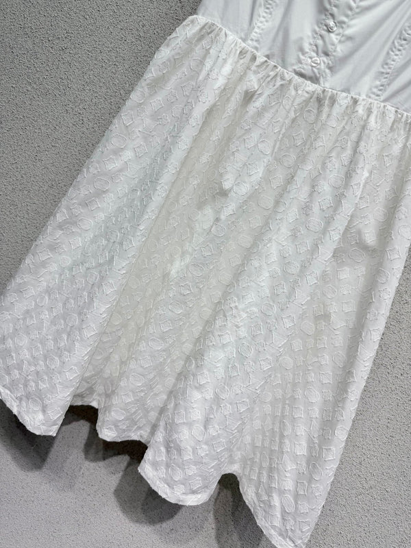 LV Sleeveless Dress White in Cotton 382442