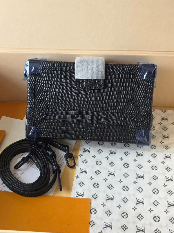 LV Petite Malle Bag 20cm Black in Lizard-pattern Cowhide 287740