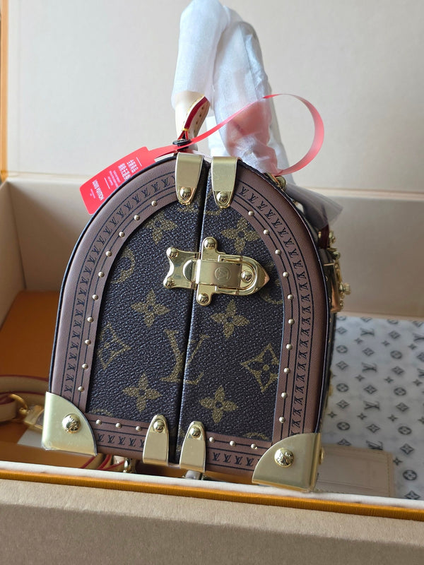 LV Speedy Trunk Handbag 21cm Brown in PVC Fabric with Leather 287737