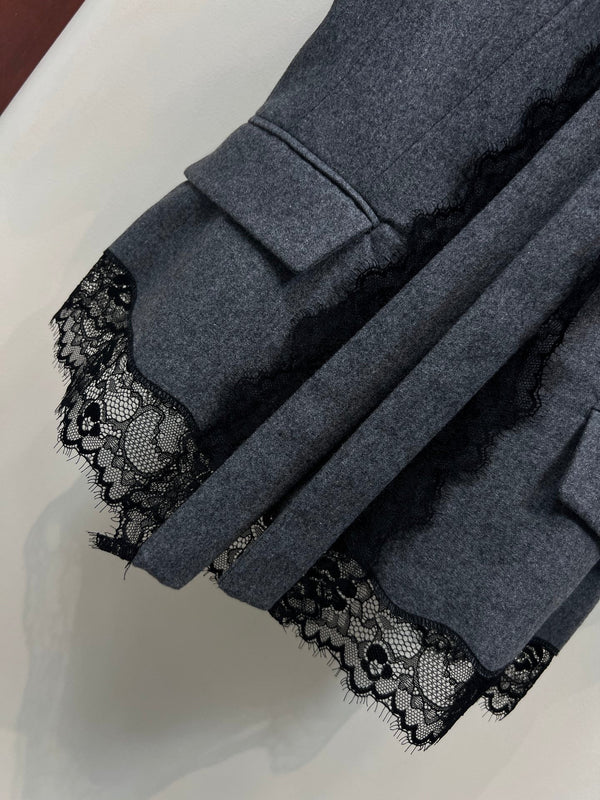 CD 26 Grey Lace Short-sleeved Top in Polyester 385787
