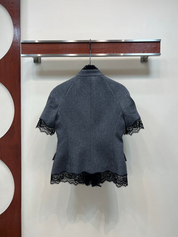 CD 26 Grey Lace Short-sleeved Top in Polyester 385787