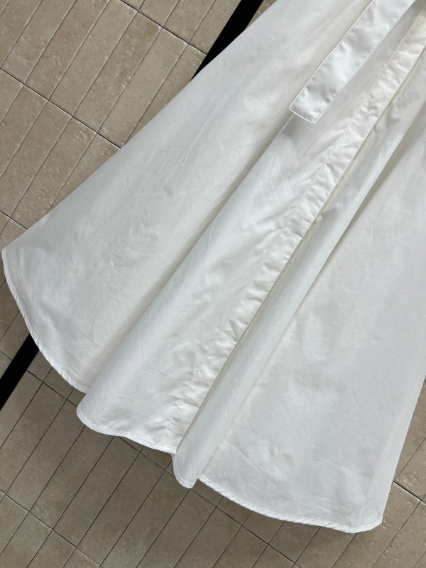 CD 26 Color-blocked Collared Sleeveless Shirt Dress White in Cotton 385734
