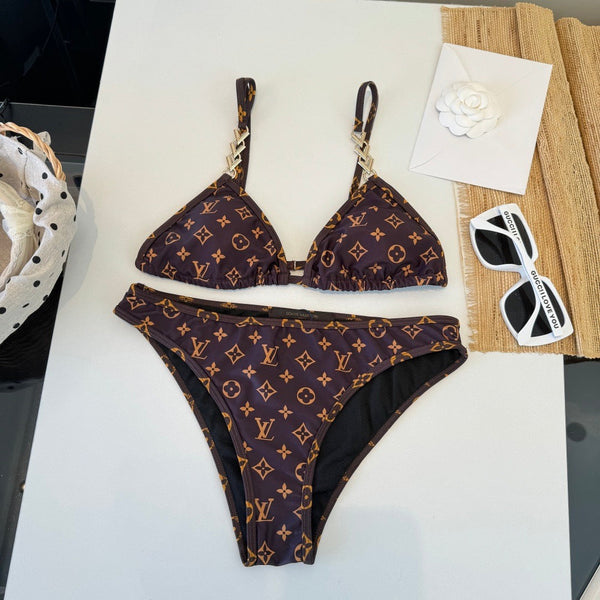 LV Graphic Monogram Bikini in Brown Polyamide 241794